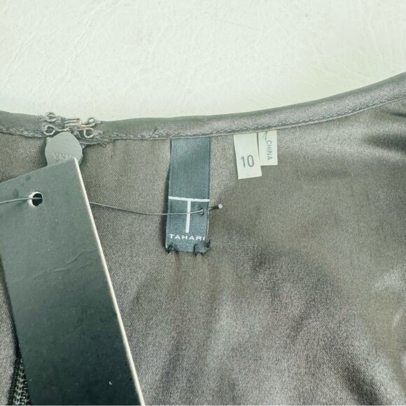 Tahari Ornah Sheath Dress Brown Sleeveless Embellished Hem Size 10  New - Picture 6 of 12